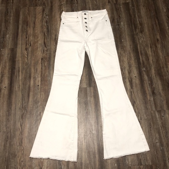 Abercrombie & Fitch Ultra High Rise Flare Jeans Women's 6r/28 Exposed Button Fly - Picture 1 of 7